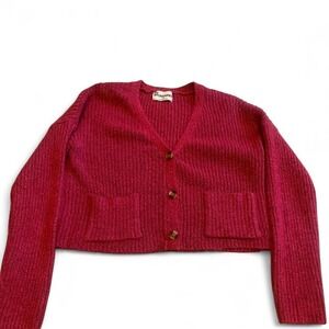 No Boundaries red cardigan with pockets Boho preppy